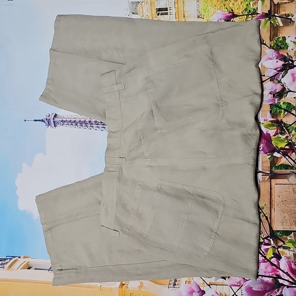 Tommy Bahama Linen Tan Cropped Ankle Pants Size 8 - Picture 4 of 4